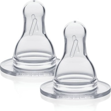 Medela Spare Teats 2-Pack | Slow & Medium Flow Silicone Baby Nipples