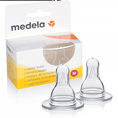 Medela Spare Teats 2-Pack | Slow & Medium Flow Silicone Baby Nipples
