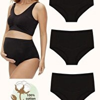 İmer Lingerie 4700 Modal Maternity High-Waist Panty – Soft & Breathable (Black/White)