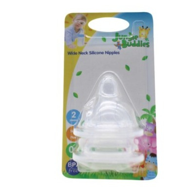 Jungle Buddies Wide-Neck Silicone Nipples | Anti-Colic, Soft & Safe