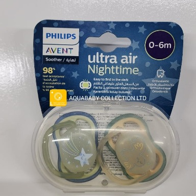 Philips Avent Ultra Air Nighttime Soothers 2-Pack | 0–6 Months