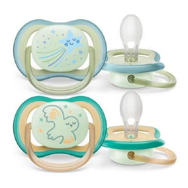 Philips Avent Ultra Air Nighttime Soothers 2-Pack | 0–6 Months