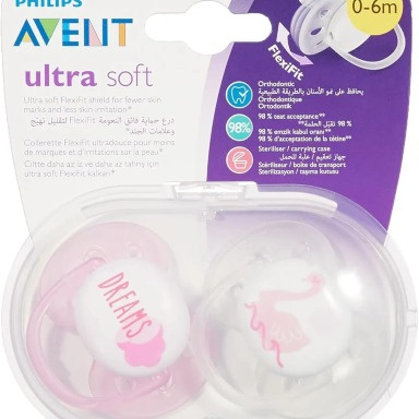 Philips Avent Ultra Soft Pacifiers 0–6 Months | Twin Pack, FlexiFit Shield