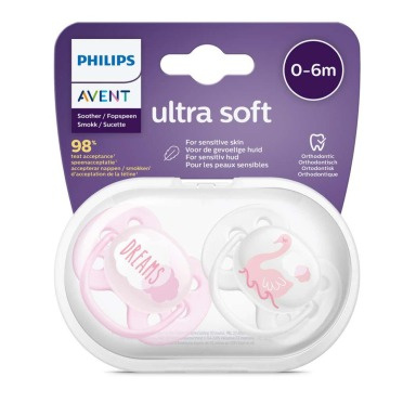 Philips Avent Ultra Soft Pacifiers 0–6 Months | Twin Pack, FlexiFit Shield