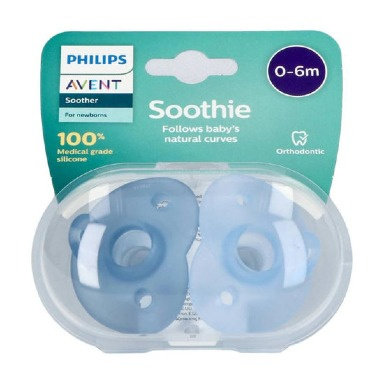 Philips Avent Soothie Pacifier 0–6 Months | Pink & Blue, Medical-Grade