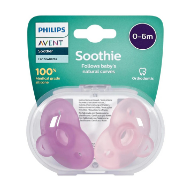 Philips Avent Soothie Pacifier 0–6 Months | Pink & Blue, Medical-Grade
