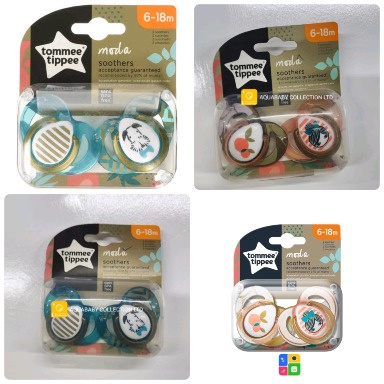 Tommee Tippee Moda Soothers 6–18 Months 2-Pack | Orthodontic Silicone
