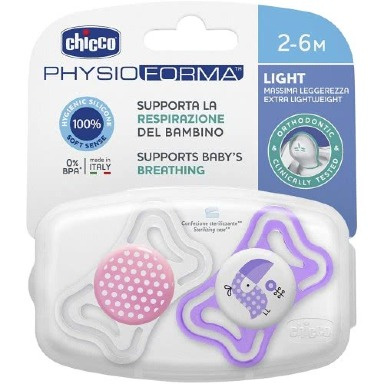 Chicco PhysioForma Light Pacifier 2–6 Months | Soft Silicone, BPA-Free