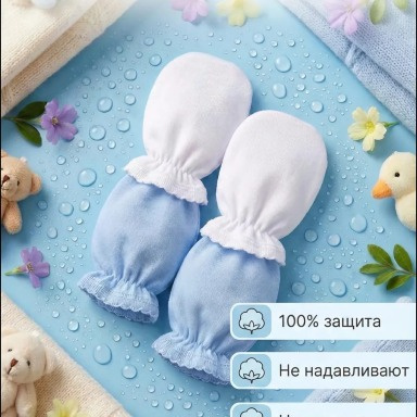 Baby Anti-Scratch Mittens (2 Pairs) – Soft Cotton Newborn Gloves (0–6 Months)