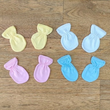 Baby Anti-Scratch Mittens (2 Pairs) – Soft Cotton Newborn Gloves (0–6 Months)