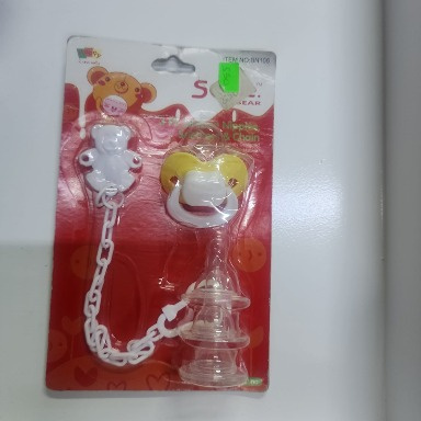 Smile Bear Pacifier Set with Clip Chain & Extra Nipples