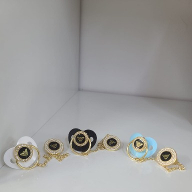 Luxury Baby Pacifier with Chain Clip | Crystal Design Soother