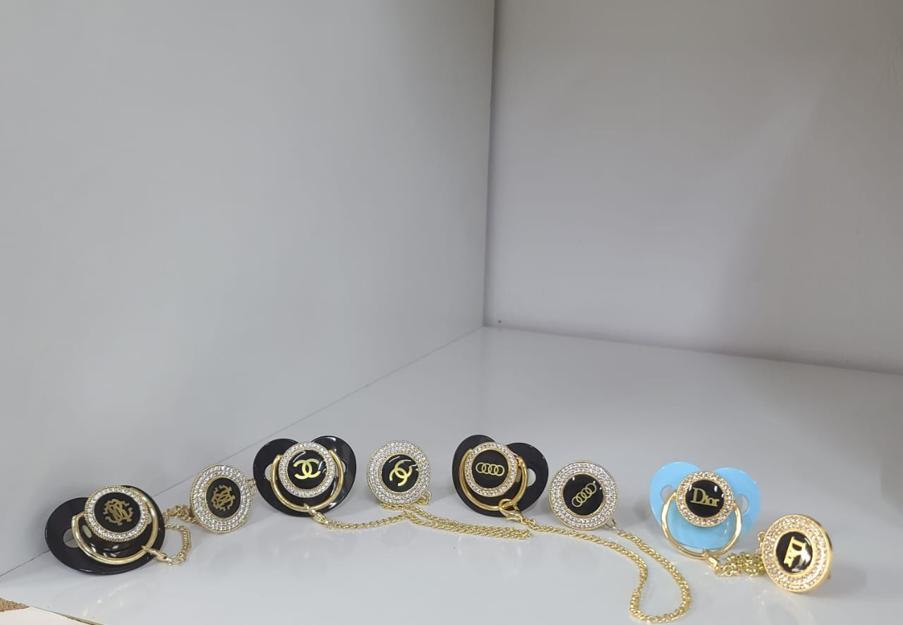 Luxury Baby Pacifier with Chain Clip | Crystal Design Soother