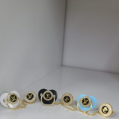 Luxury Baby Pacifier with Chain Clip | Crystal Design Soother