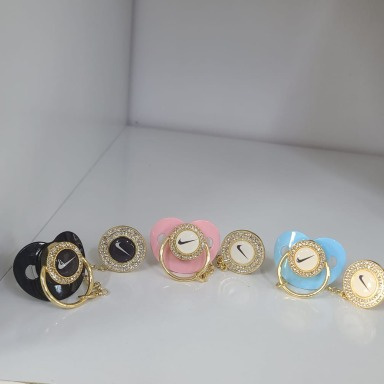 Luxury Baby Pacifier with Chain Clip | Crystal Design Soother