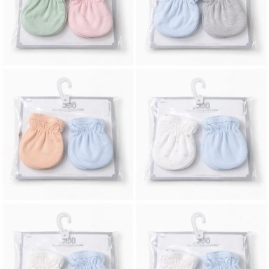 Baby Anti-Scratch Mittens Set (2 Pairs) – Soft Cotton Newborn Gloves
