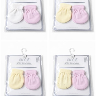 Baby Anti-Scratch Mittens Set (2 Pairs) – Soft Cotton Newborn Gloves