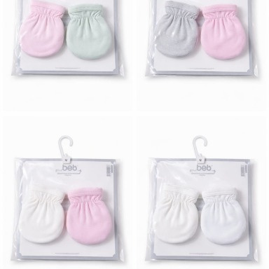Baby Anti-Scratch Mittens Set (2 Pairs) – Soft Cotton Newborn Gloves