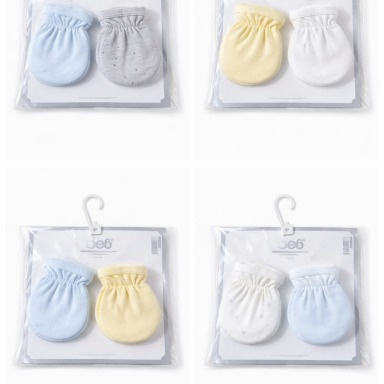 Baby Anti-Scratch Mittens Set (2 Pairs) – Soft Cotton Newborn Gloves