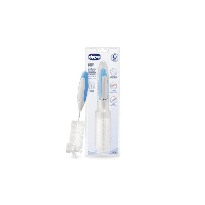 Chicco 3-in-1 Baby Bottle Brush Set | Teat Brush & Sterilizer Tongs