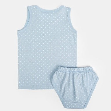 Product Title: Papillon Girls’ Lycra Printed Strap Set – Baby Blue Polka Dot (Pink & Blue Available)
