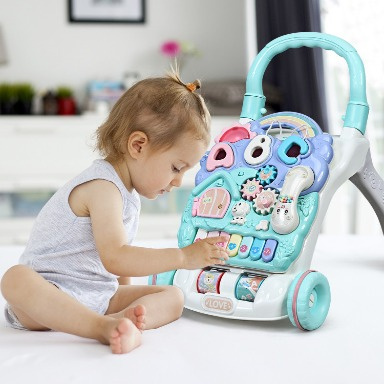 Multifunctional Baby Activity Walker & Sit-to-Stand Learning Toy with Music Panel