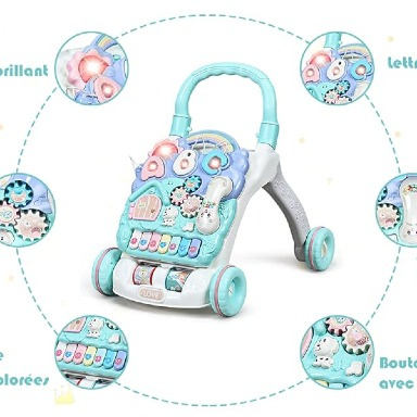 Multifunctional Baby Activity Walker & Sit-to-Stand Learning Toy with Music Panel