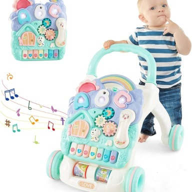 Multifunctional Baby Activity Walker & Sit-to-Stand Learning Toy with Music Panel