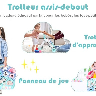 Multifunctional Baby Activity Walker & Sit-to-Stand Learning Toy with Music Panel