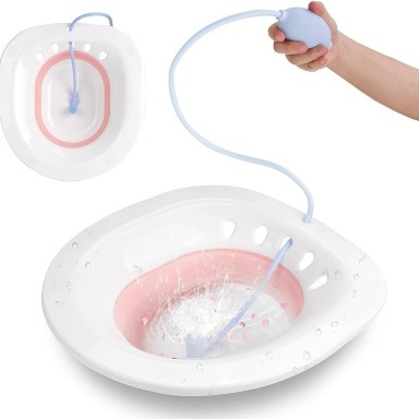 Foldable Sitz Bath Tub for Hemorrhoids & Postpartum Care – Manual Flusher & Anti-Overflow