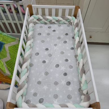 4-Strand Braided Crib Bumper for Boys | Soft Nursery Bed Protector