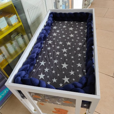 4-Strand Braided Crib Bumper for Boys | Soft Nursery Bed Protector