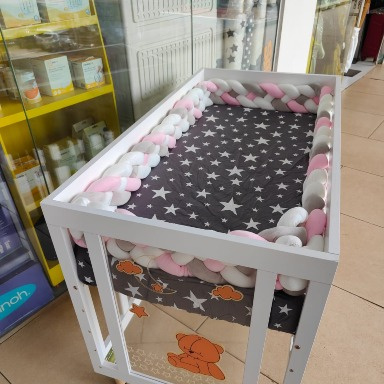 4-Strand Braided Crib Bumper for Girls | Soft Nursery Bed Protector