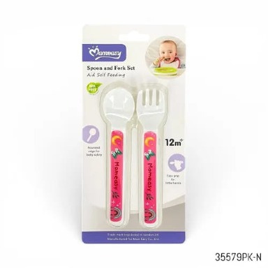 Momeasy Baby Spoon & Fork Set 45347 – BPA-Free, Ergonomic Toddler Self-Feeding Utensils (12m+)