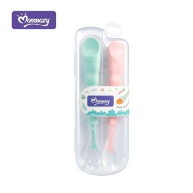 Momeasy Double Head Baby Silicone Food Spoon Set – BPA-Free, Soft Tip Infant Feeding & Fruit Scraping Spoon with Case