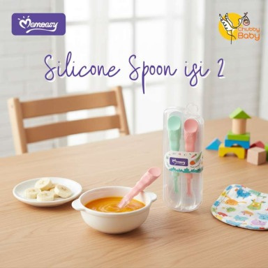 Momeasy Double Head Baby Silicone Food Spoon Set – BPA-Free, Soft Tip Infant Feeding & Fruit Scraping Spoon with Case