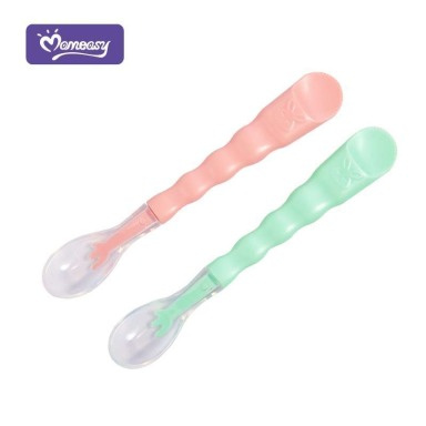 Momeasy Double Head Baby Silicone Food Spoon Set – BPA-Free, Soft Tip Infant Feeding & Fruit Scraping Spoon with Case