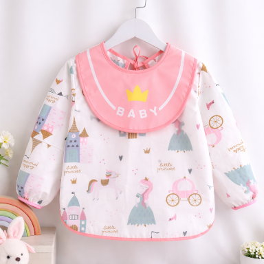 Baby Long Sleeve Waterproof Feeding Bib with Pocket – Cartoon Print