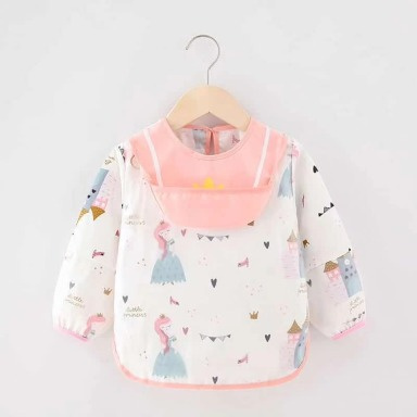 Baby Long Sleeve Waterproof Feeding Bib with Pocket – Cartoon Print