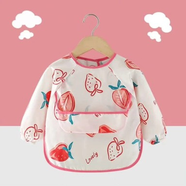Baby Long Sleeve Waterproof Feeding Bib with Pocket – Cartoon Print