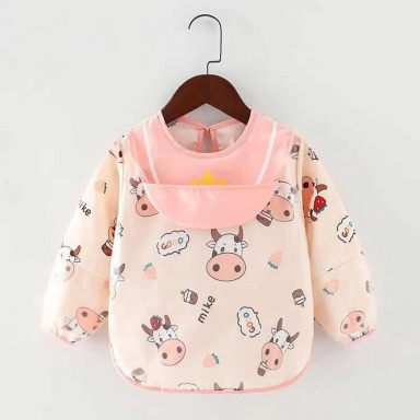 Baby Long Sleeve Waterproof Feeding Bib with Pocket – Cartoon Print
