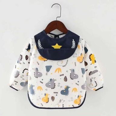 Baby Long Sleeve Waterproof Feeding Bib with Pocket