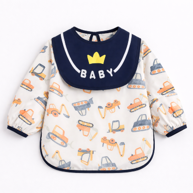 Baby Long Sleeve Waterproof Feeding Bib with Pocket