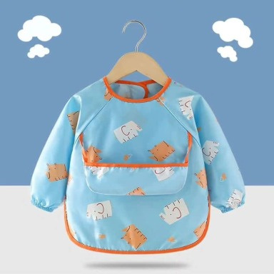 Baby Long Sleeve Waterproof Feeding Bib with Pockets