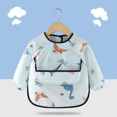 Baby Long Sleeve Waterproof Feeding Bib with Pockets