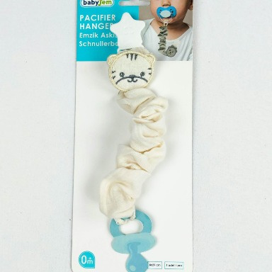 BabyJem Tiger Pacifier Hanger – Cotton Soother Chain with Clip