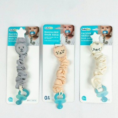 BabyJem Tiger Pacifier Hanger – Cotton Soother Chain with Clip