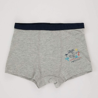 Boys Cotton Boxer Briefs – Soft Stretch Kids Underwear (Grey, White, Black, Navy Blue)