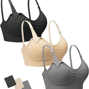 Stelle Maternity Nursing Bra Set – Wireless Seamless Breastfeeding Bras with Drop-Down Cups