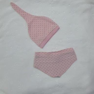 Matching Pink Baby Set – Pixie Bonnet & Bandana Dribble Bib